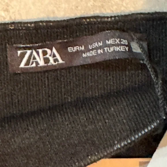 Zara Tank Top Womens Medium Black Crew Neck Sleeveless Stretch Stretch Pullover - Picture 4 of 5